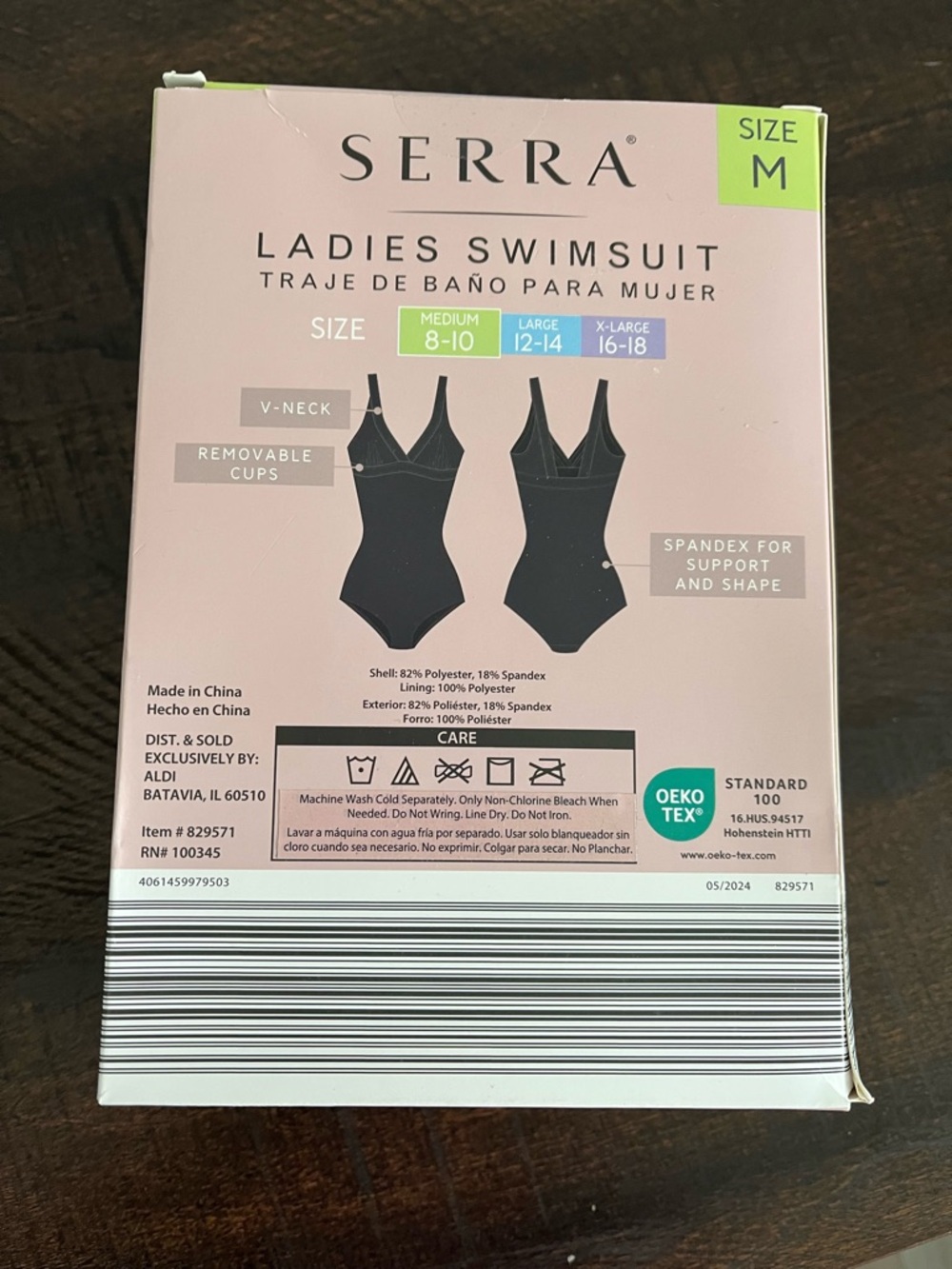 Serra Ladies Black V-Neck Swimsuit - Picture 3 of 3
